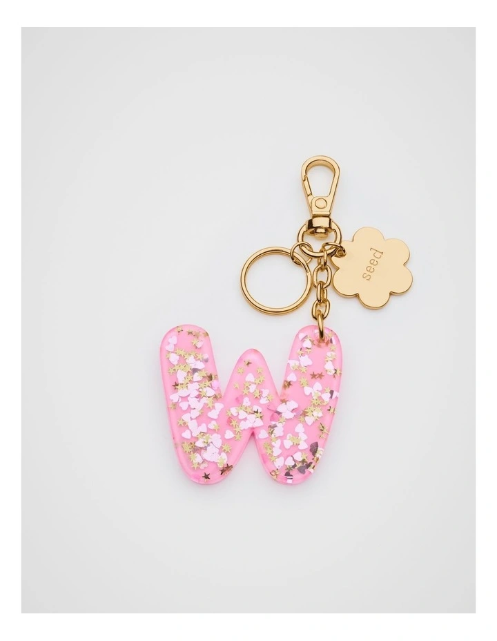 Glitter Initial Bag Charm - W image 1