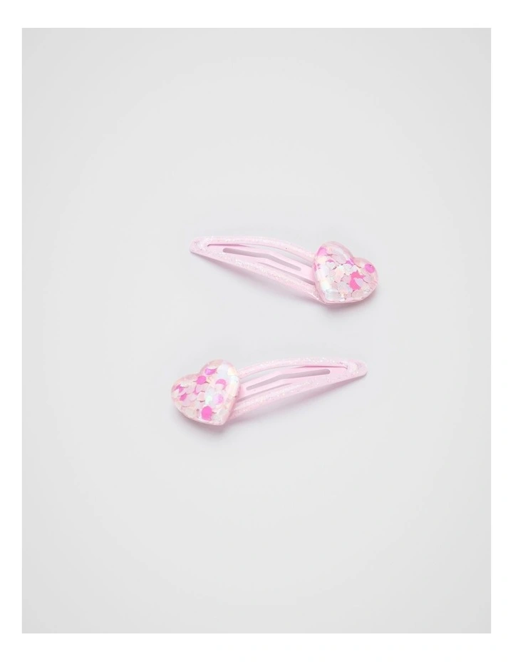 Chunky Glitter Heart Snaps in Cherry Blossom image 1