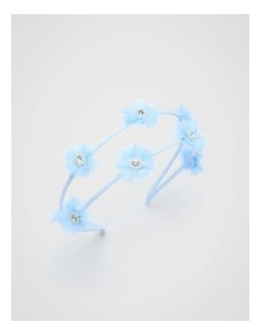 Tulle Flower Double Headband in Ice Blue