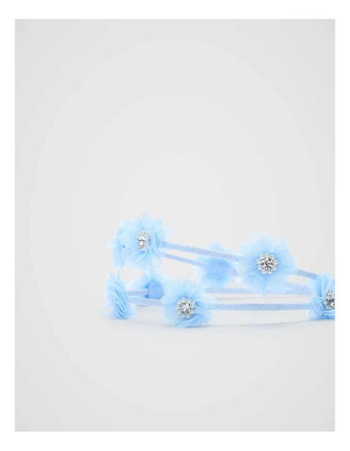 Tulle Flower Double Headband in Ice Blue image 2