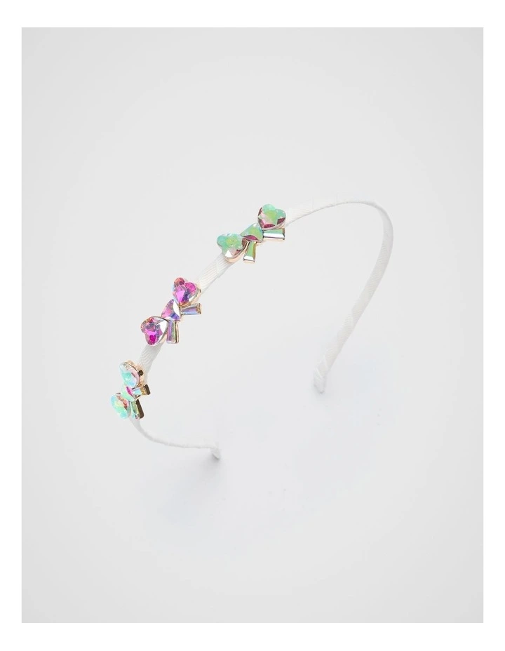 Crystal Heart Bow Headband in Classic Cream image 1
