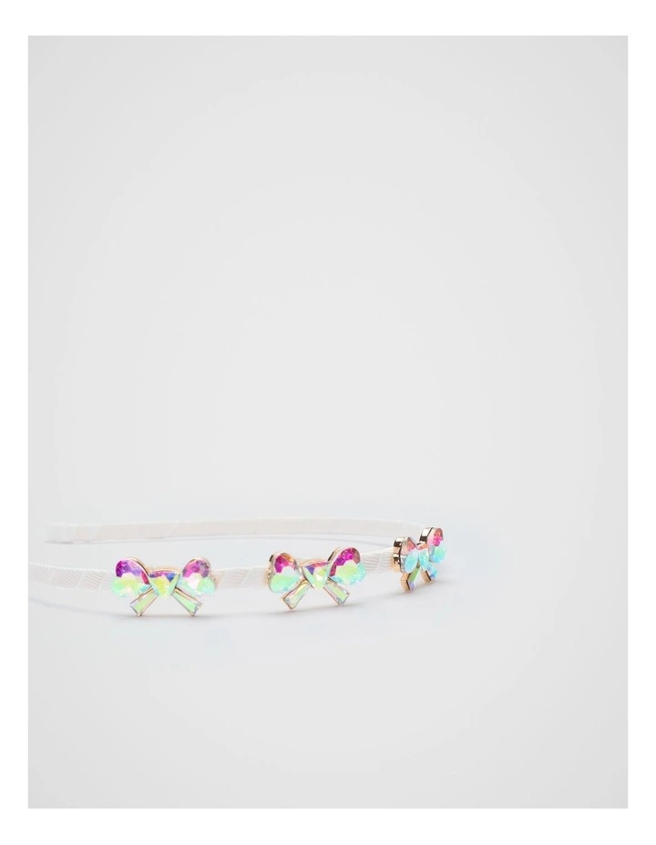 Crystal Heart Bow Headband in Classic Cream image 2