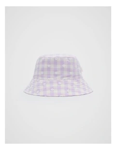 Gingham Embroidered Bucket Hat in Multi