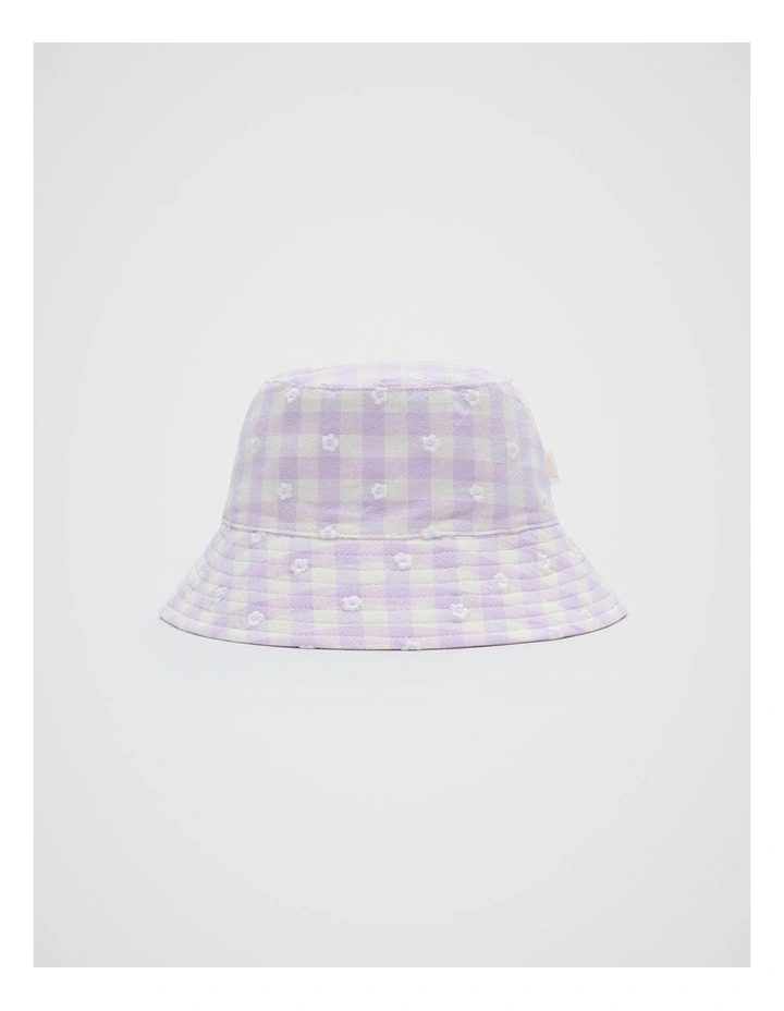 Gingham Embroidered Bucket Hat in Multi image 1
