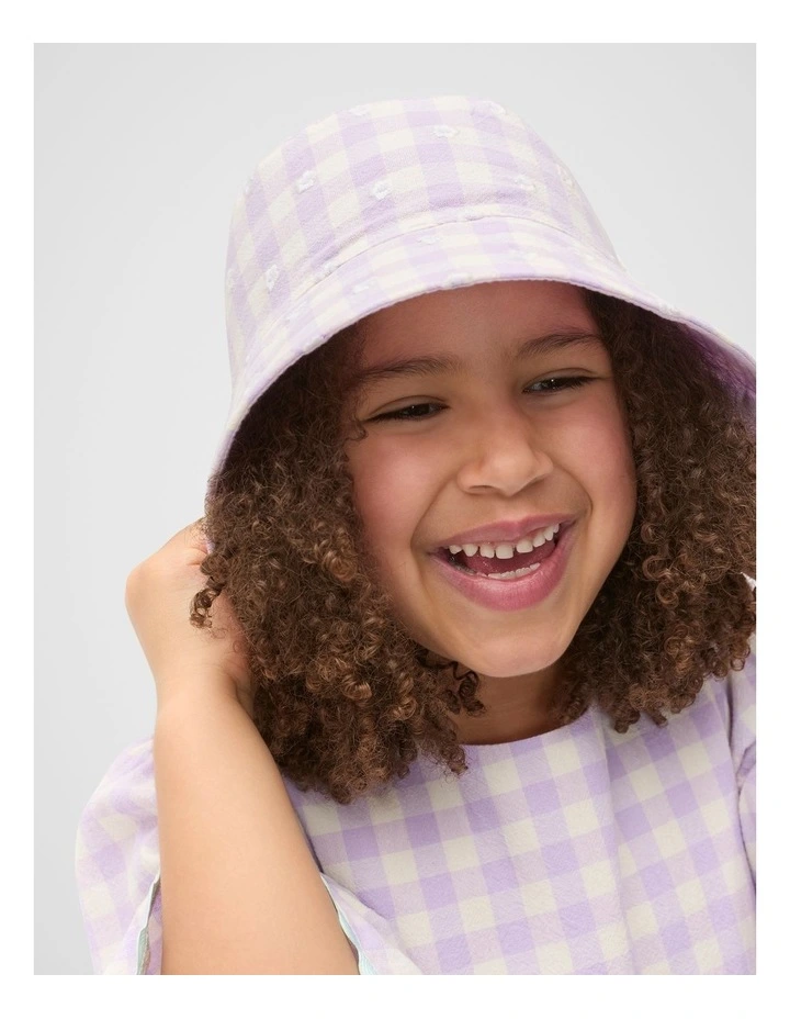 Gingham Embroidered Bucket Hat in Multi image 2