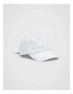 Embroidered Bow Cap in Vintage Cream
