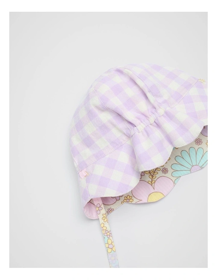 Mini Gingham Floral Hat in Multi image 2