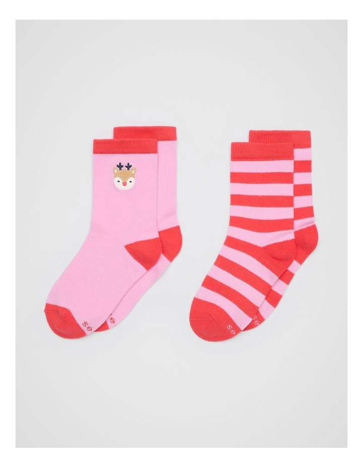 Xmas Sock 2 Pack in Chilli Red image 1