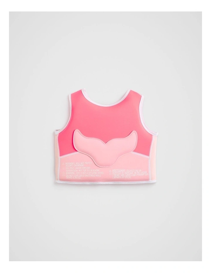 Melody The Mermaid Swim Vest in Neon Strawberry in Red image 2