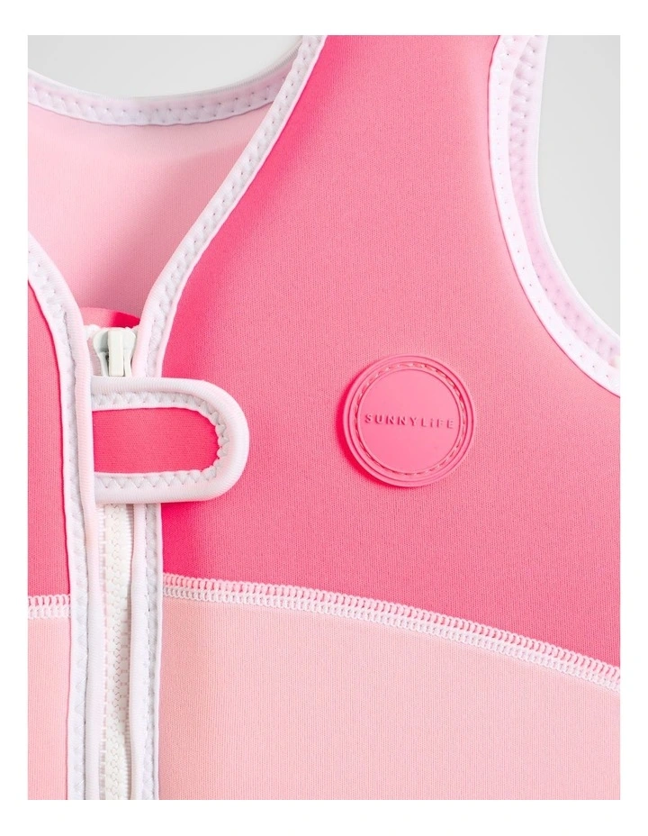 Melody The Mermaid Swim Vest in Neon Strawberry in Red image 3