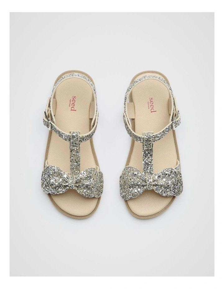T Bar Bow Sandal in Glitter image 3
