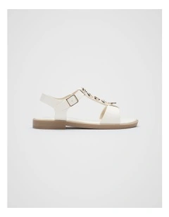 Coin Charm T-Bar Sandal in Vintage Cream