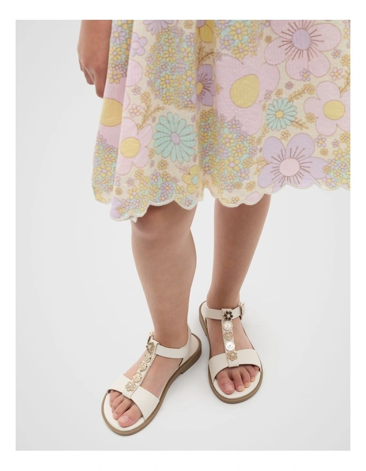 Coin Charm T-Bar Sandal in Vintage Cream image 2