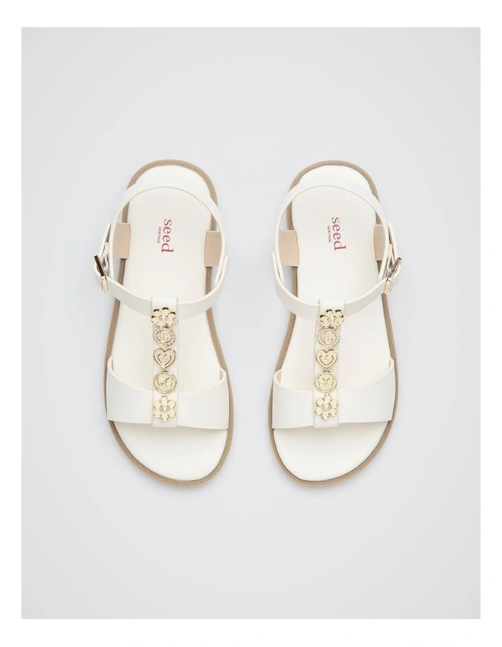 Coin Charm T-Bar Sandal in Vintage Cream image 3