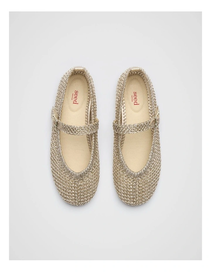 Metallic Crochet Ballet in Gold image 3