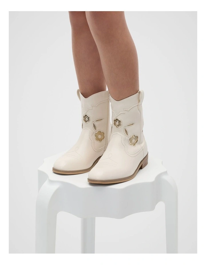 Embroidered Cowboy Boot in Vintage Cream image 2