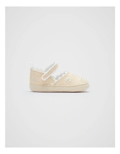 Mini Embroidered Espadrille in Natural
