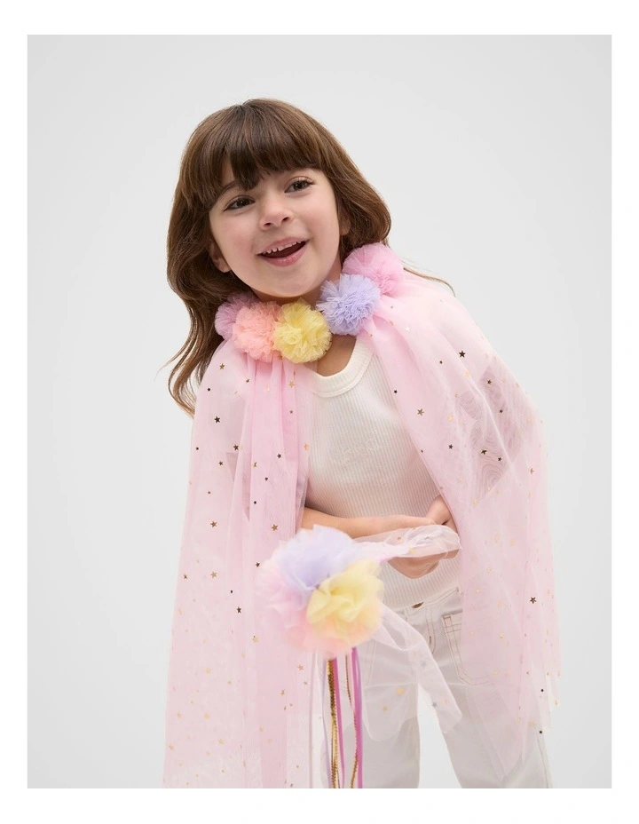 Pom Pom Cape Dress Up in Multi image 1