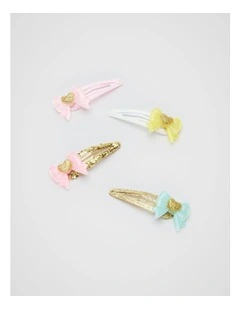 Glitter Heart Bow Snap Pack in Multi