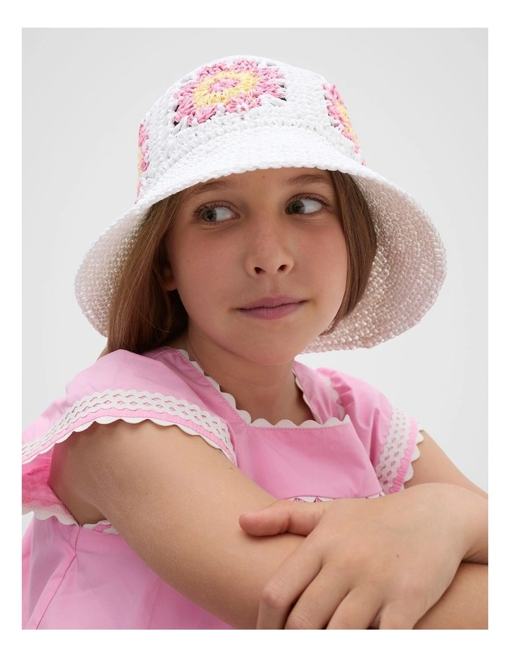 Daisy Straw Hat in Cream image 2