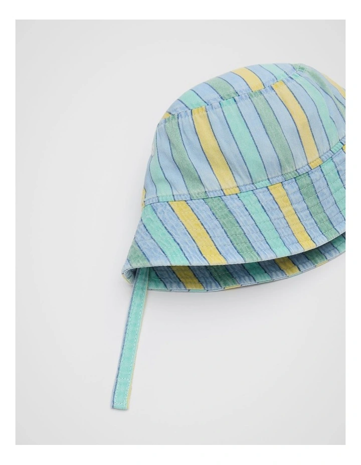 Mini Chambray Stripe Bucket Hat in Multi image 2