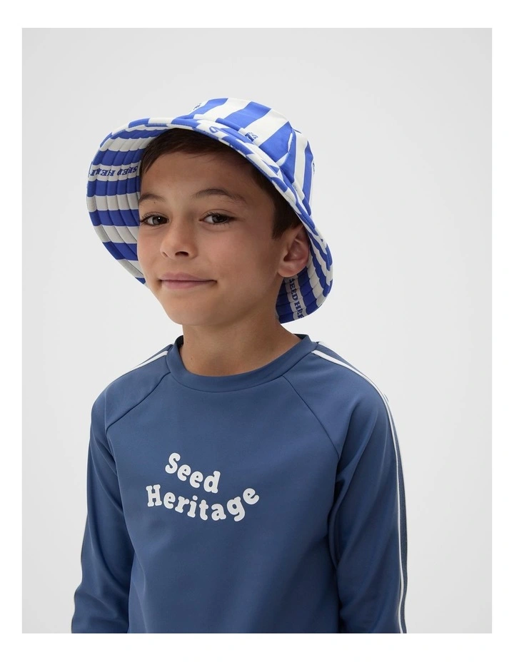 Stripe Swim Hat in Azure Blue image 2