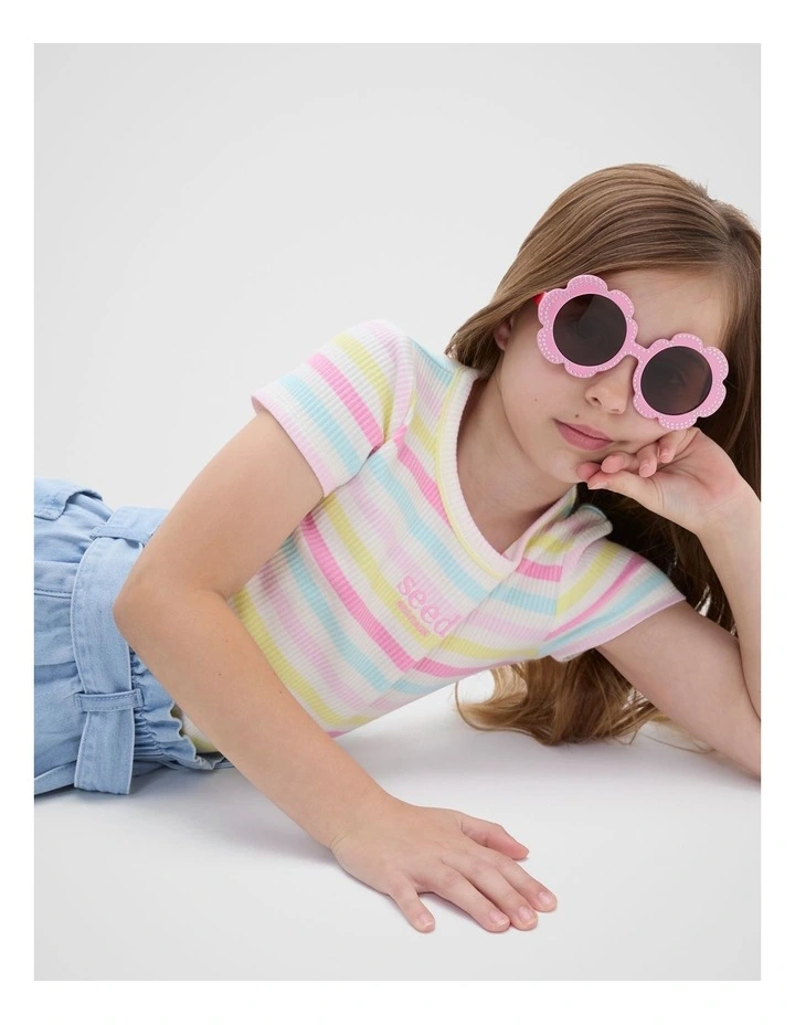 Flower Colourblock Sunglasses in Candy Pink image 2