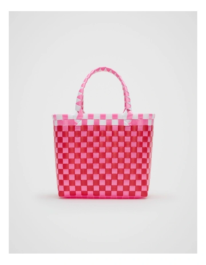 Woven Tote in Strawberry Red image 1