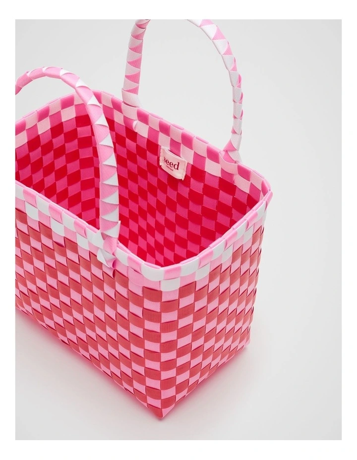 Woven Tote in Strawberry Red image 3