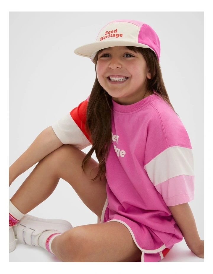 Colourblock Cap in Pink Multi image 2