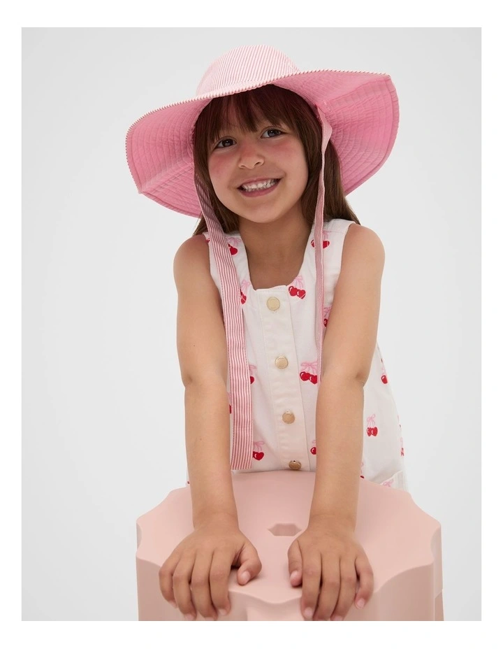 Wide Brim Reversible Hat in Strawberry Red image 2