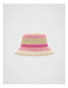 Stripe Straw Hat in Candy Pink Multi