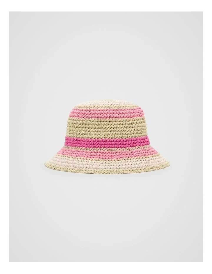 Stripe Straw Hat in Candy Pink Multi image 1