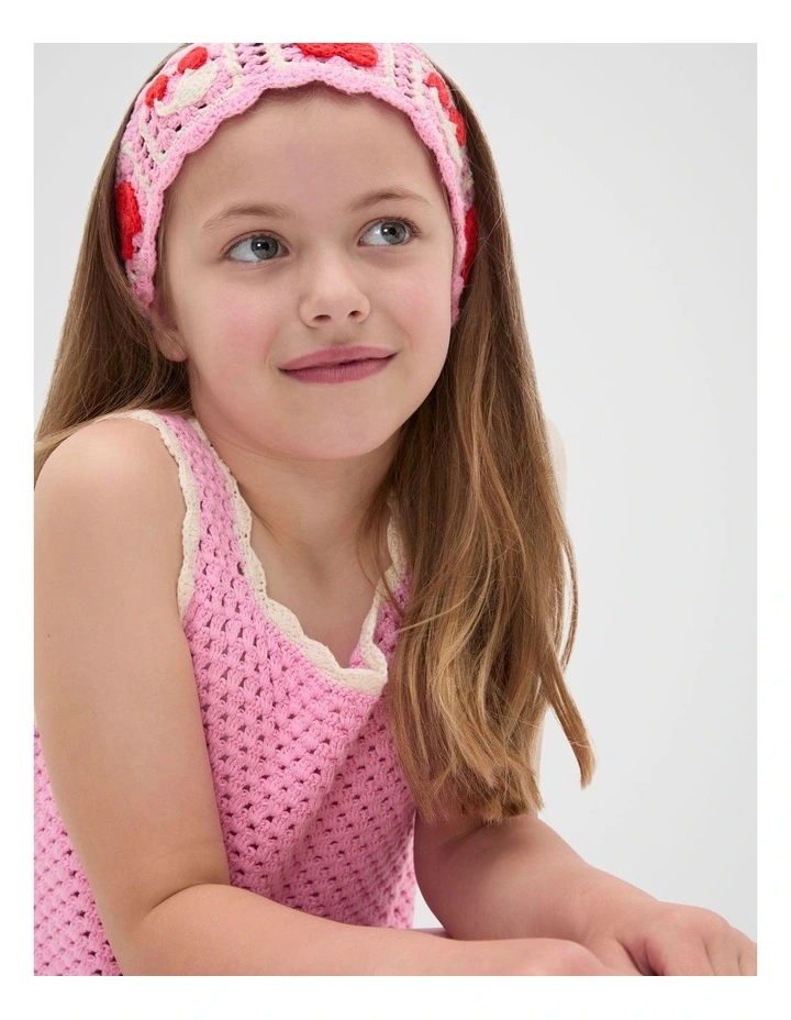 Crochet Headband in Candy Pink image 2