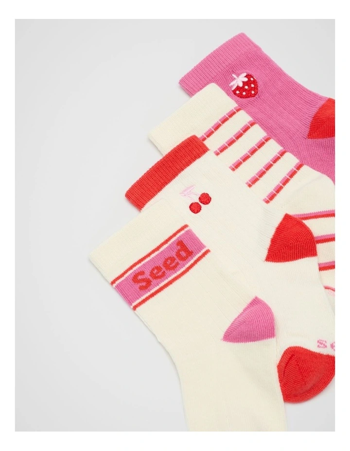 Sock 4 Pack in Pink Multi image 2
