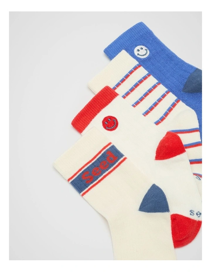 Sock 4 Pack in Blue Multi image 2