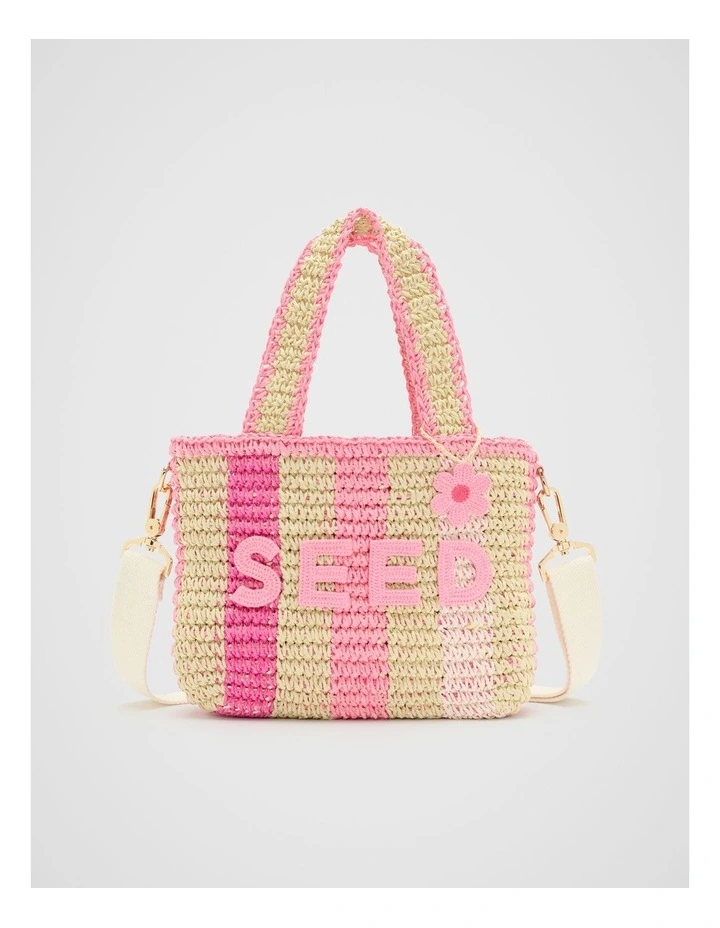 Stripe Straw Bag in Candy Pink Multi image 1