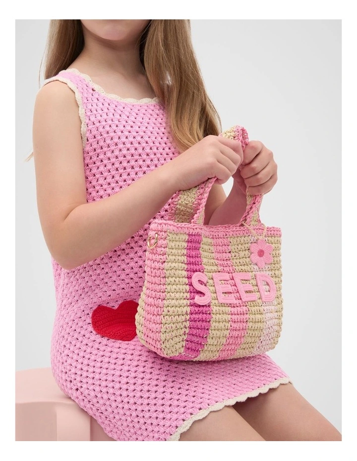 Stripe Straw Bag in Candy Pink Multi image 2