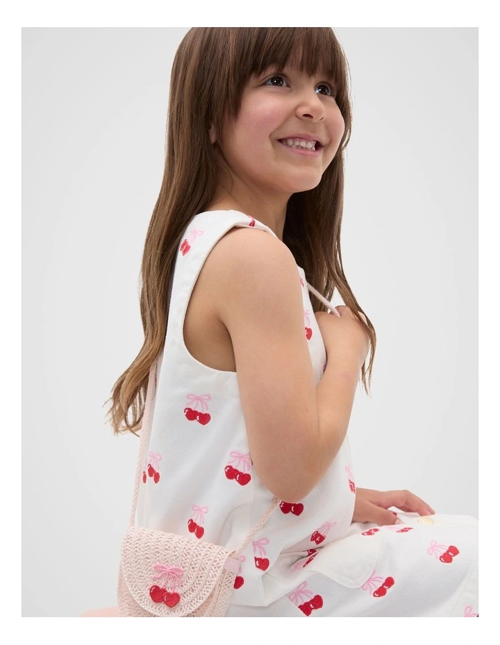 Mini Straw Cherry Bag in Cherry Blossom image 2