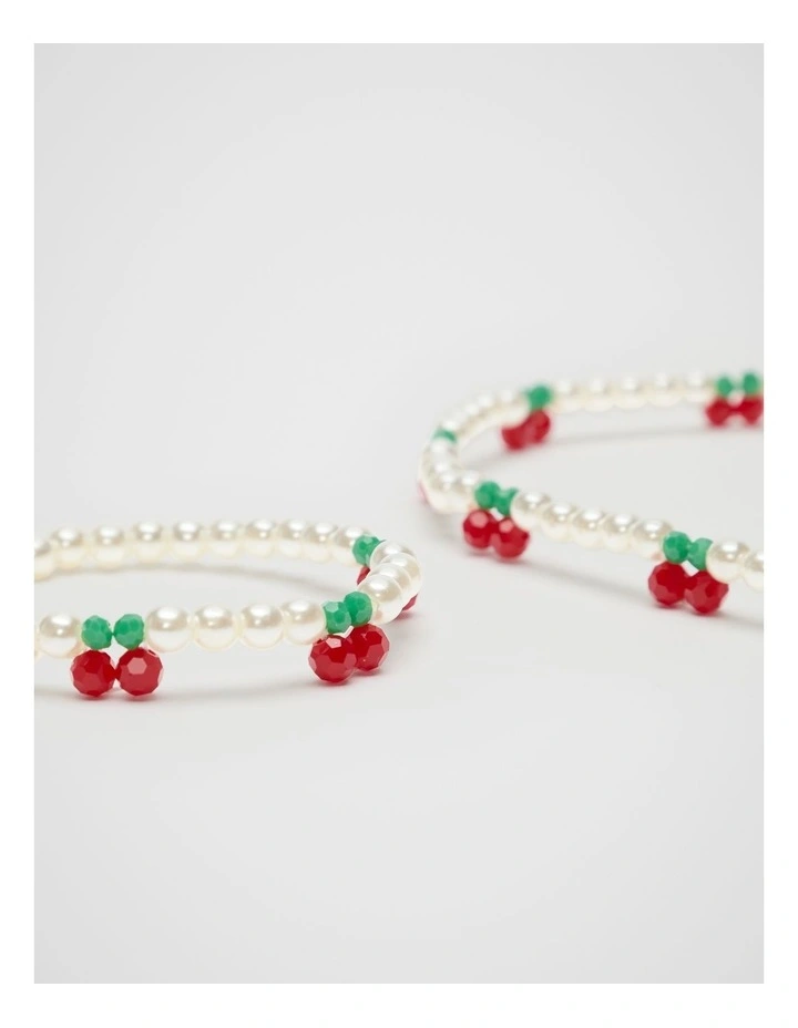 Cherry Necklace And Bracelet Set in Pearl image 2