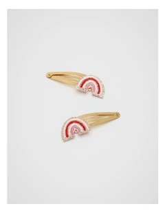 Embroidered Rainbow Snaps in Multi