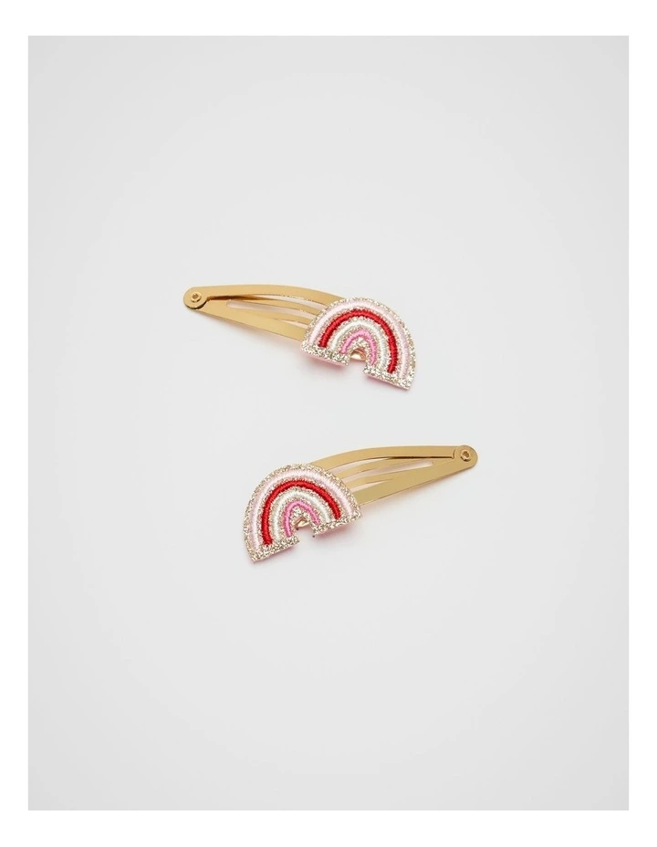 Embroidered Rainbow Snaps in Multi image 1