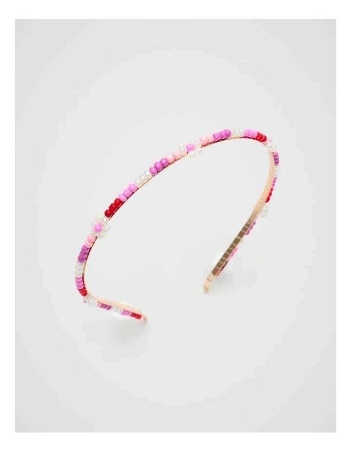 Flower Beaded Aliceband in Multi image 1