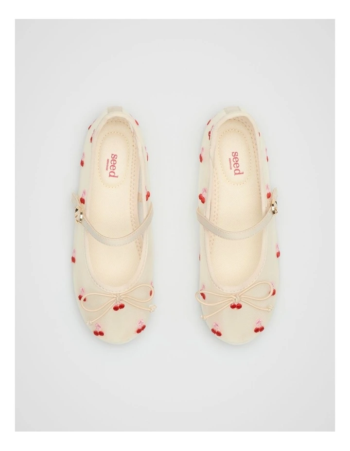 Embroidered Cherry Ballet in Canvas image 3