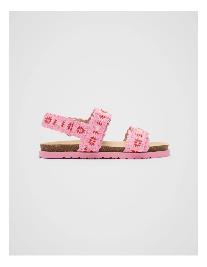 Crochet Detail Sandal in Candy Pink image 1