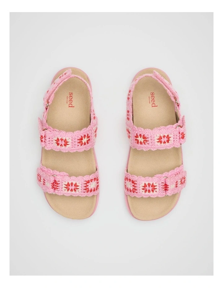 Crochet Detail Sandal in Candy Pink image 3