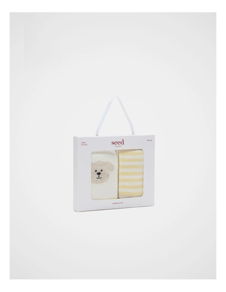 Puppy Socks 2 Pack in Pale Banana image 2