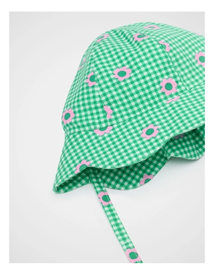 Check Flower Sun Hat in Light Evergreen image 2