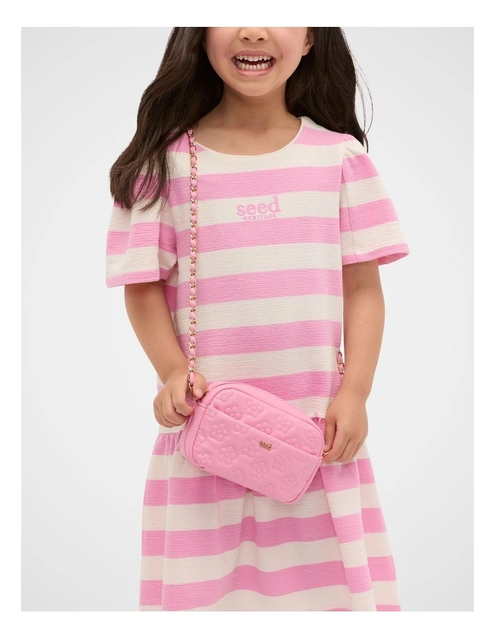 Quilted Flower Bag in Candy Pink image 2