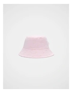 Embroidered Bucket Hat in Pink Lemonade